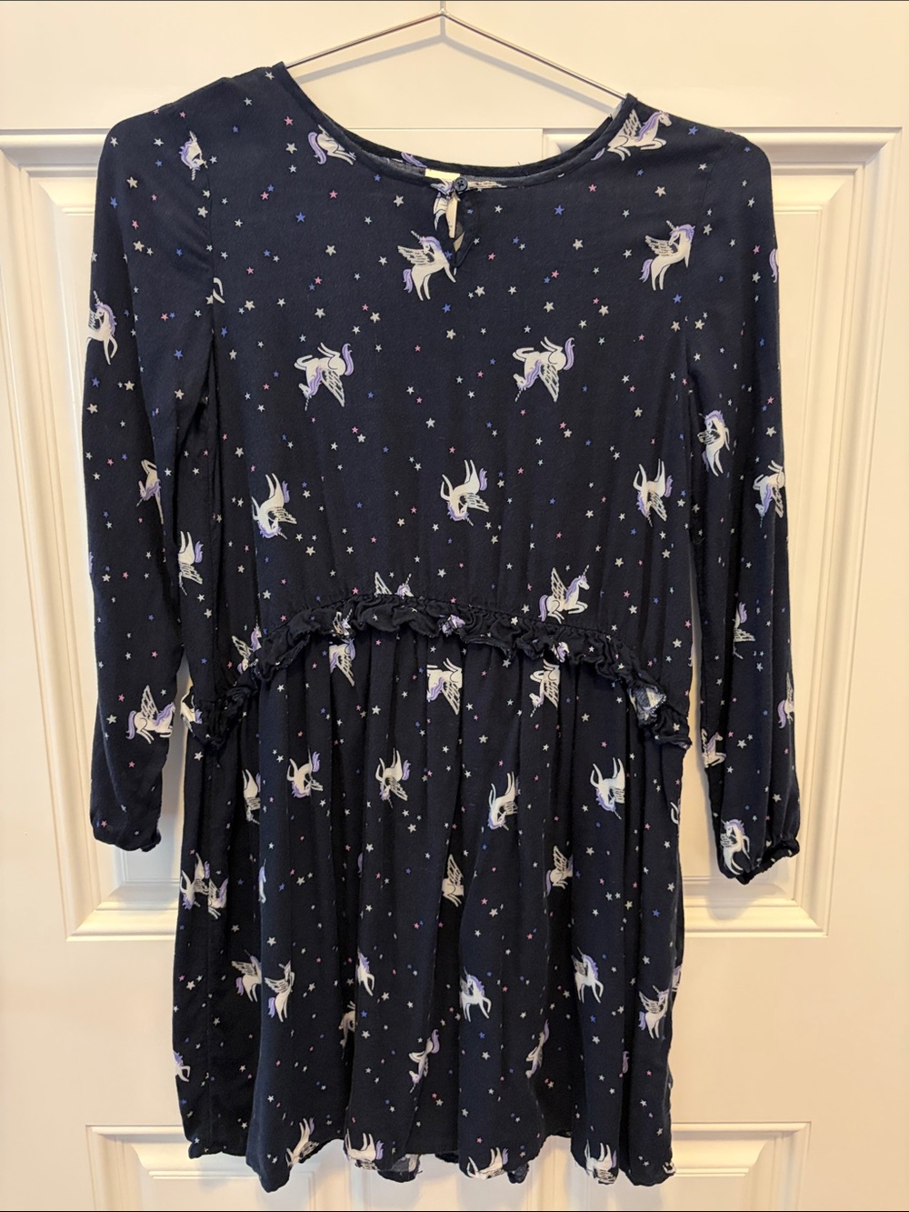 OshKosh B'gosh Navy Unicorn Star Print Long Sleeve Knit Dress
